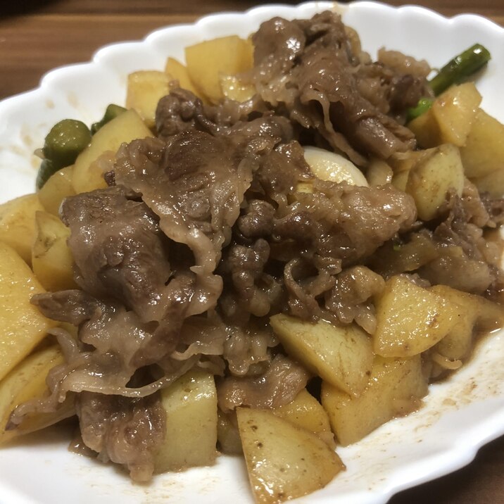 ごはんが進む♪新じゃが＆アスパラの牛肉炒め